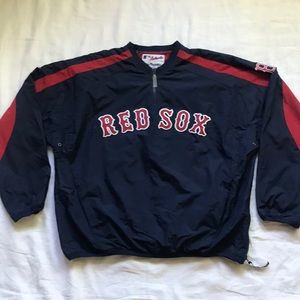 Majestic Authentic Boston Red Sox MLB Quarter Zip Windbreaker Warm Up Jacket XL